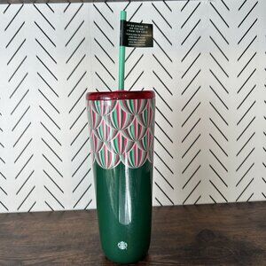 NEW Starbucks Christmas Holiday Sparkle 24 oz Tumbler Cup Straw Hot Cold Wicked